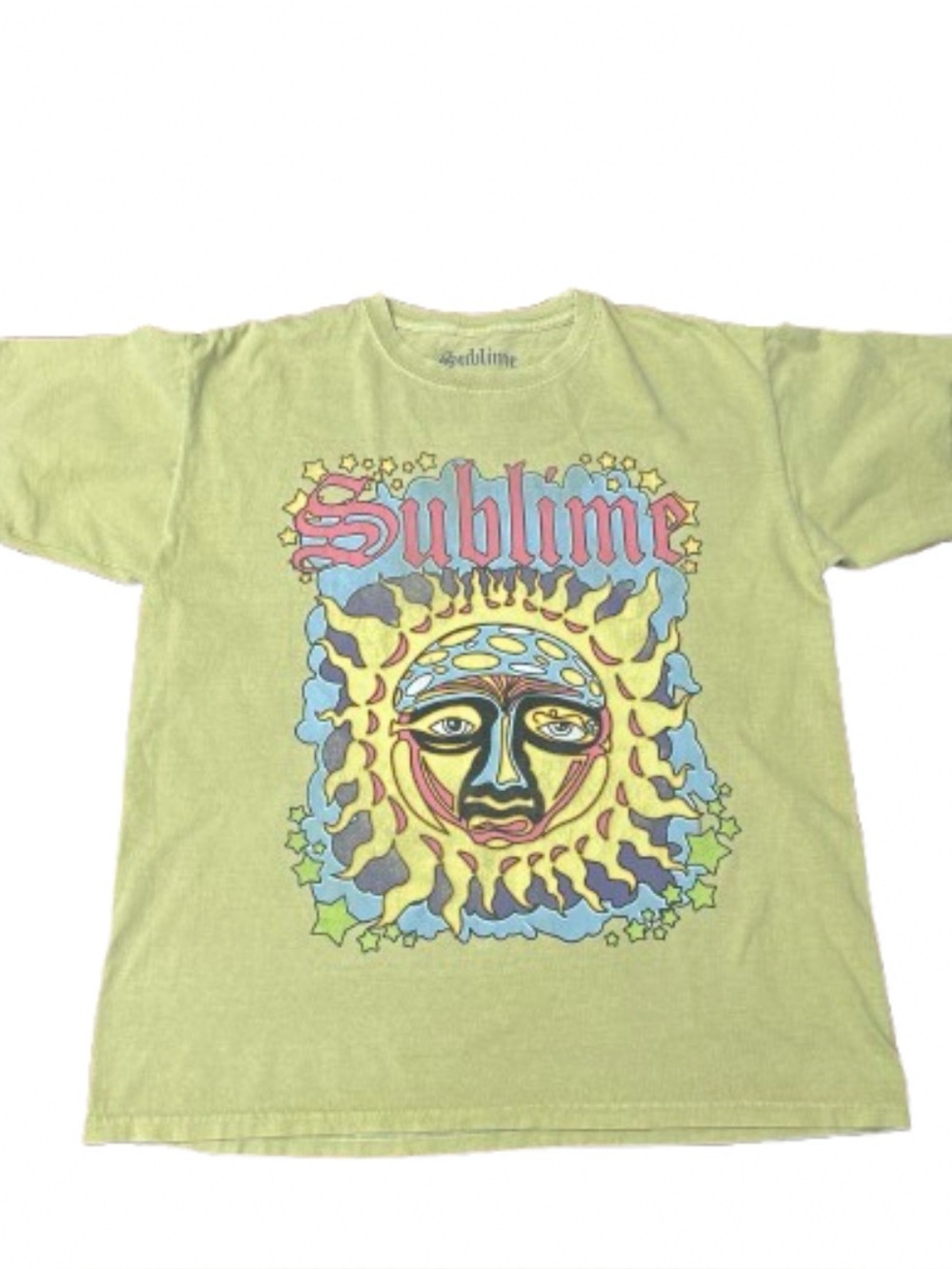 Sublime Sun Graphic Band Tee Wash Sage Green M/L Oversized Unisex